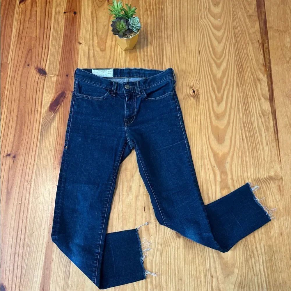 IMOGENE AND WILLIE The Imogene Slim Blue Jeans Raw Hem Women 25 Cropped Stretch
